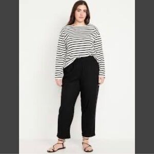 Old Navy Linen wide-leg crop elastic waist Black Ankle Pants Women’s Sise XL